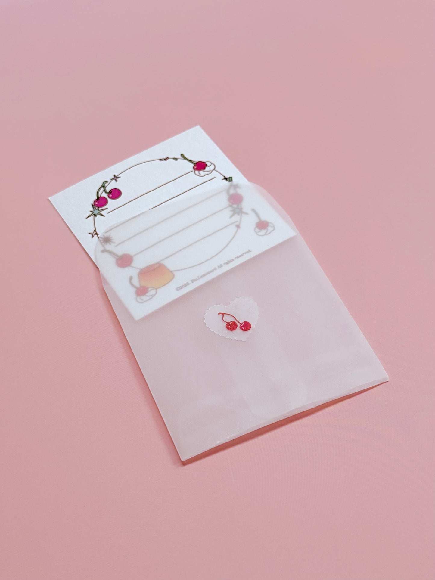 Cherry Stationery Sets | Sticker | Mini postcard | Envolope | coloring paper