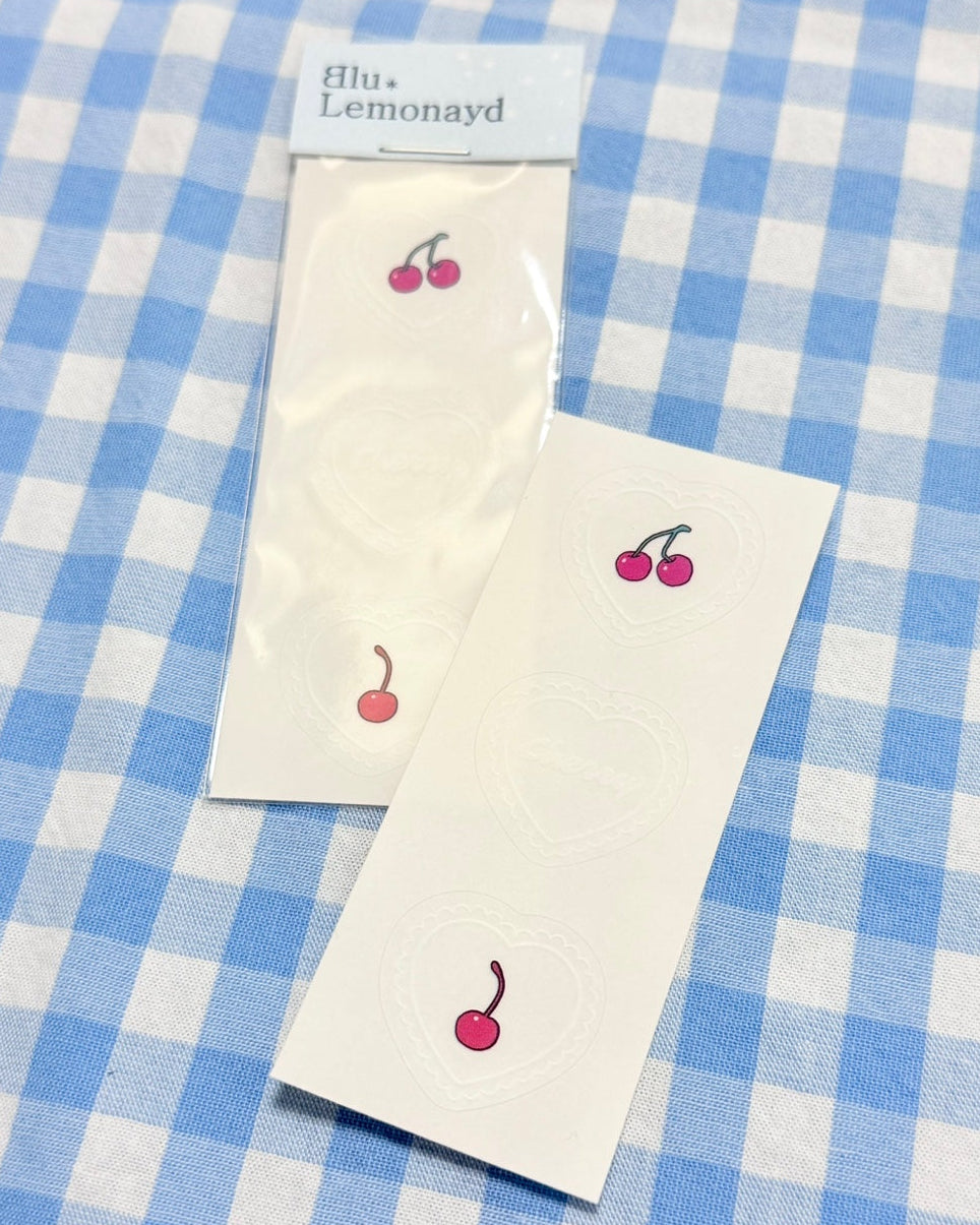 Cherry Heart Transparent Sticker
