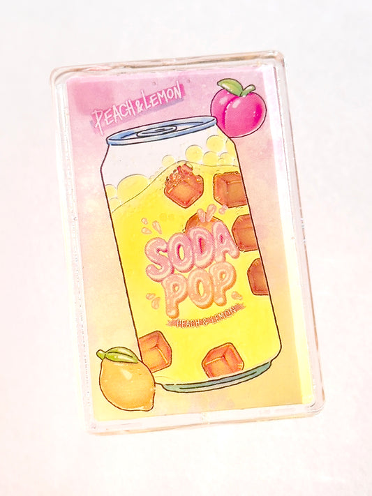 Peach Lemon Sodapop can Shaker Charm | Keychain | Badge Reel | Phone Grip