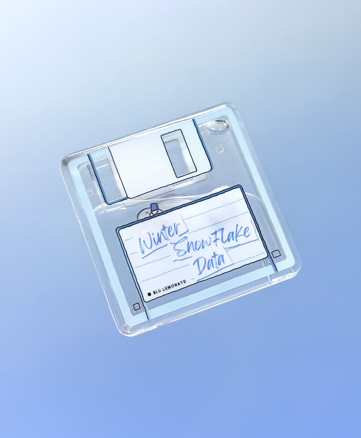 Winter Floppy disk Shaker Charm | Keychain | Badge Reel | Phone Grip