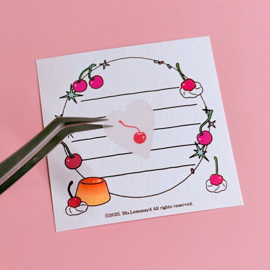 Cherry Stationery Sets | Sticker | Mini postcard | Envolope | coloring paper