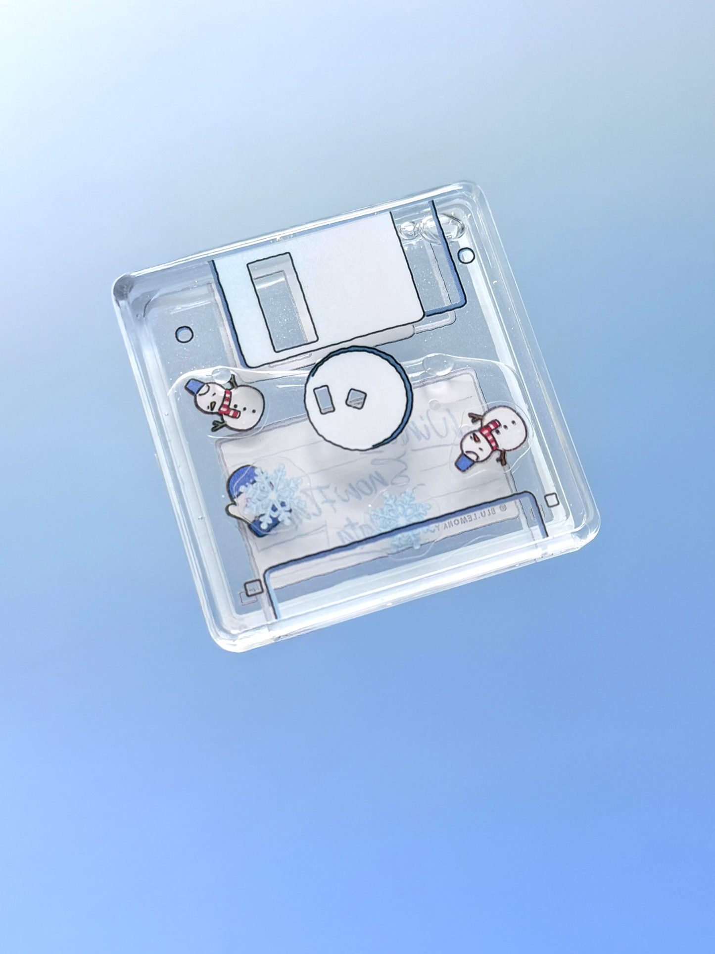 Winter Floppy disk Shaker Charm | Keychain | Badge Reel | Phone Grip