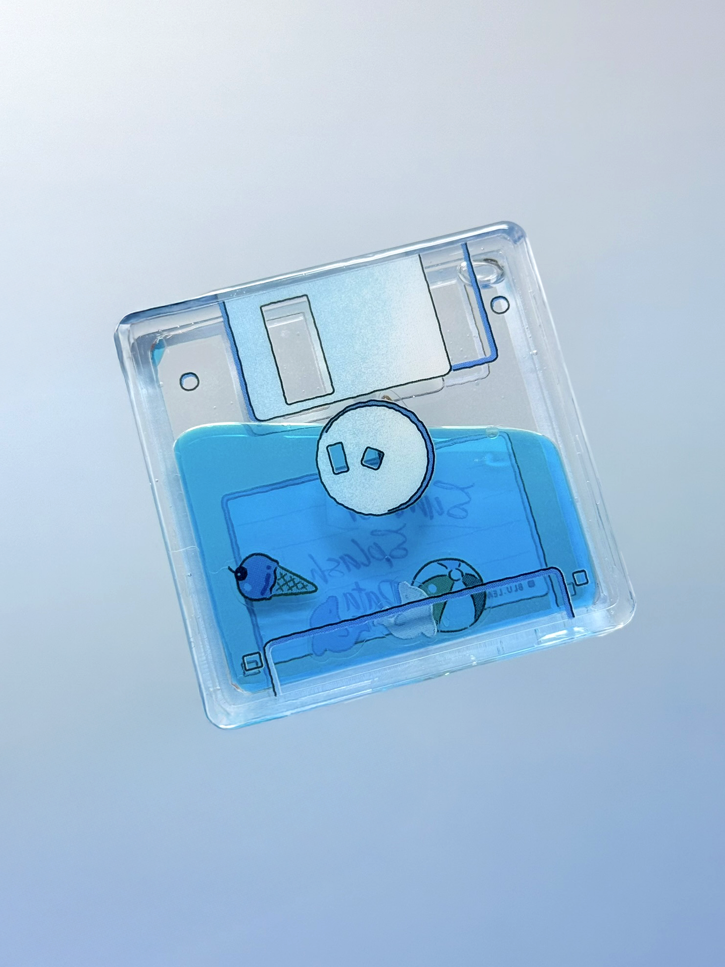 Summer Floppy disk Shaker Charm | Keychain | Badge Reel | Phone Grip