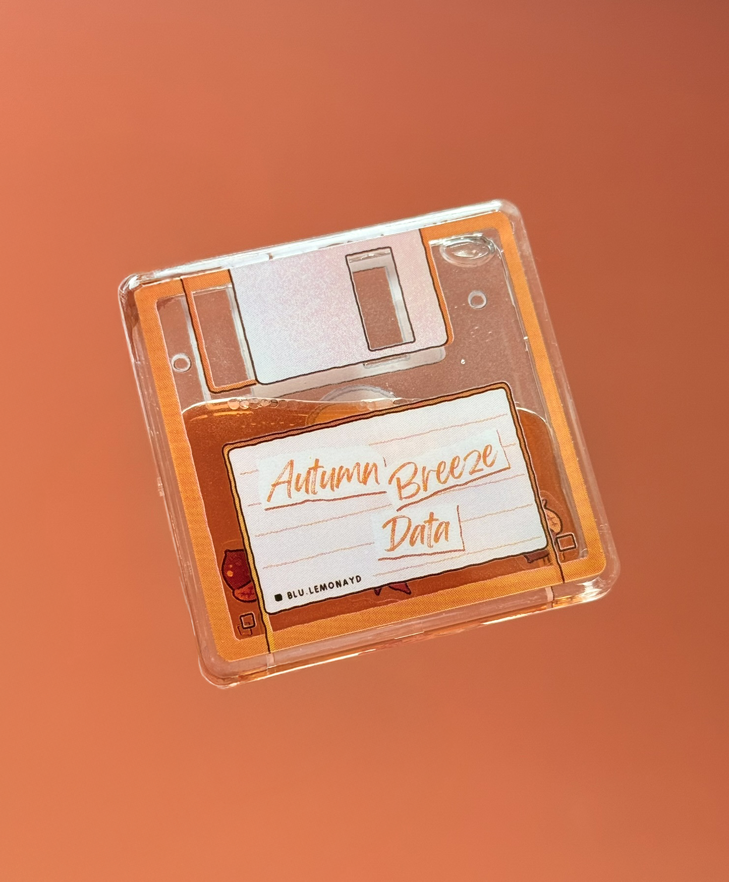 Autumn Floppy disk Shaker Charm | Keychain | Badge Reel | Phone Grip