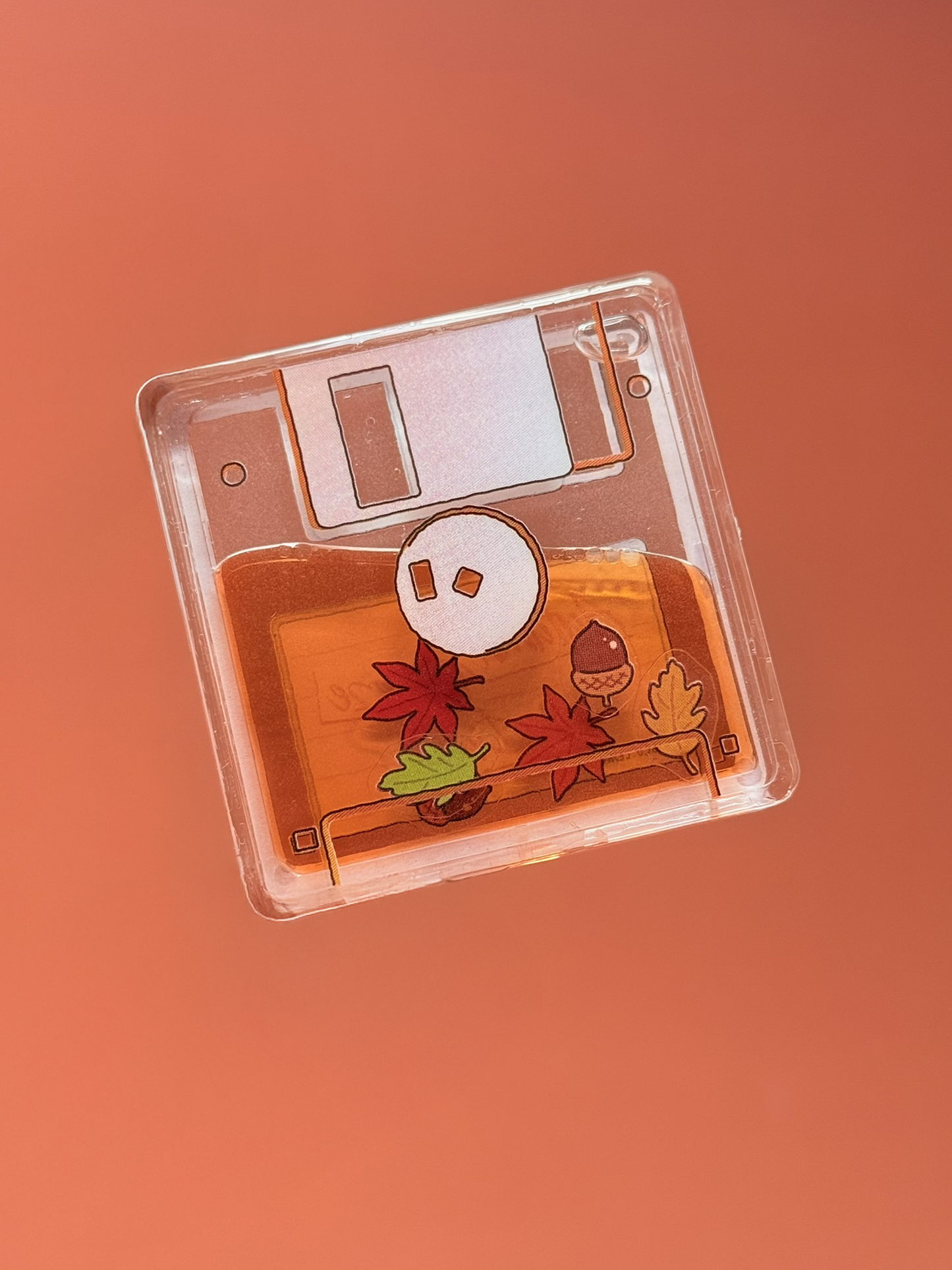 Autumn Floppy disk Shaker Charm | Keychain | Badge Reel | Phone Grip