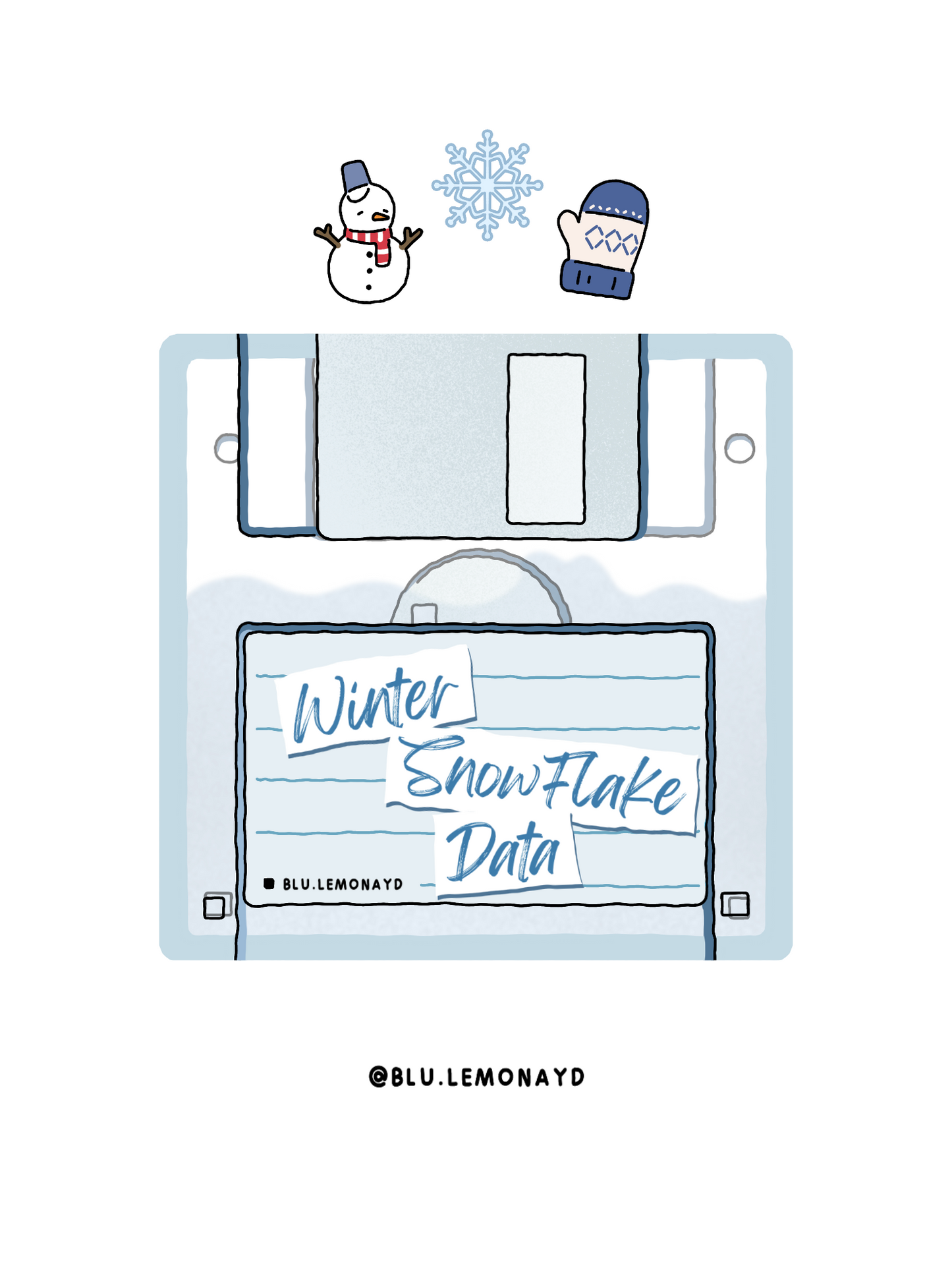 Winter Floppy disk Shaker Charm | Keychain | Badge Reel | Phone Grip