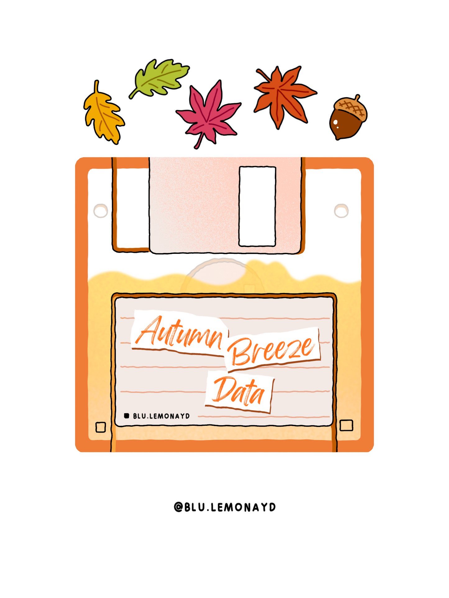 Autumn Floppy disk Shaker Charm | Keychain | Badge Reel | Phone Grip