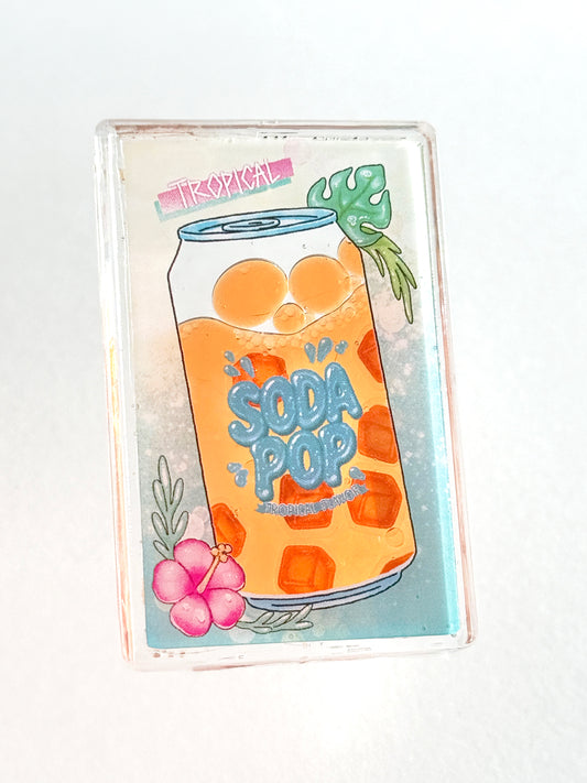 Tropical Sodapop can Shaker Charm | Keychain | Badge Reel | Phone Grip