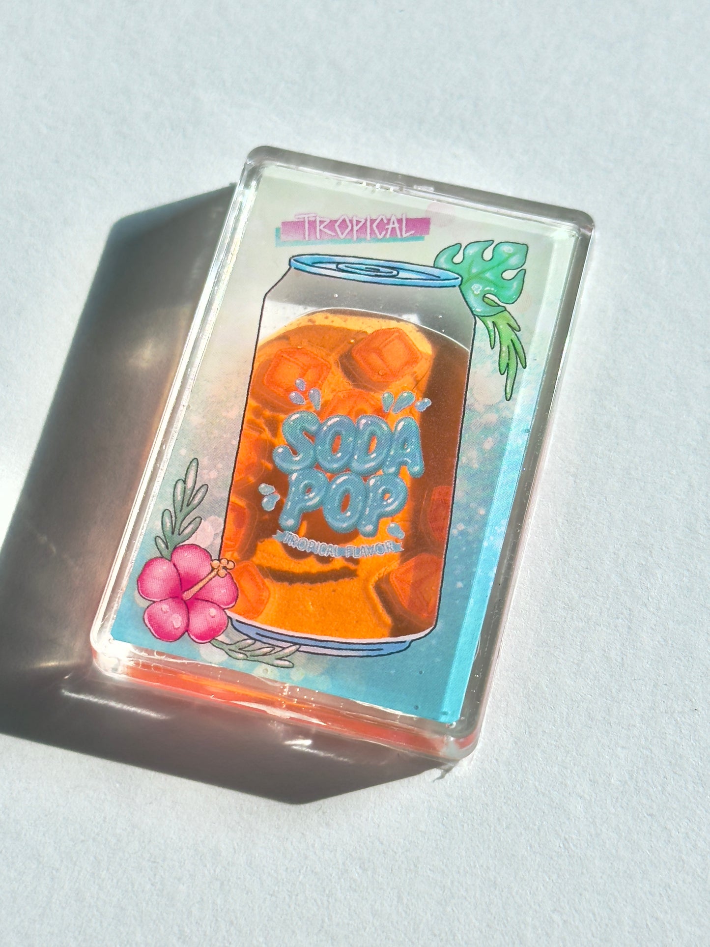 Tropical Sodapop can Shaker Charm | Keychain | Badge Reel | Phone Grip