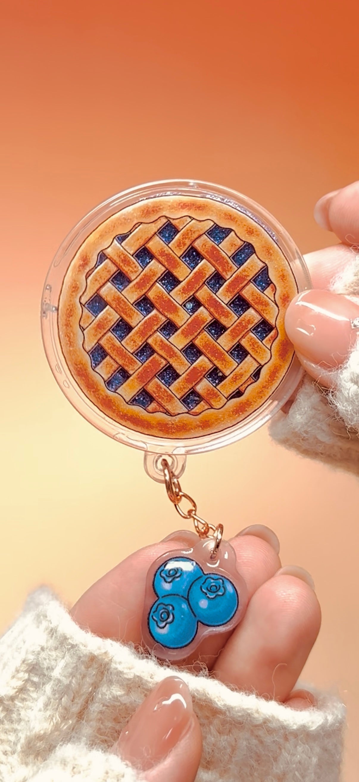 Blueberry Pie Shaker Charm | Keychain | Badge Reel | Phone Grip