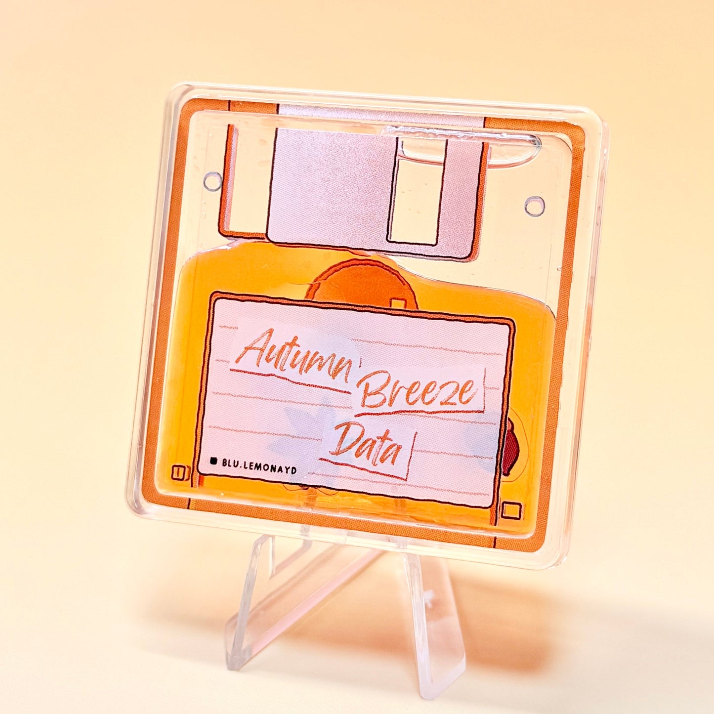 Autumn Floppy disk Shaker Charm | Keychain | Badge Reel | Phone Grip