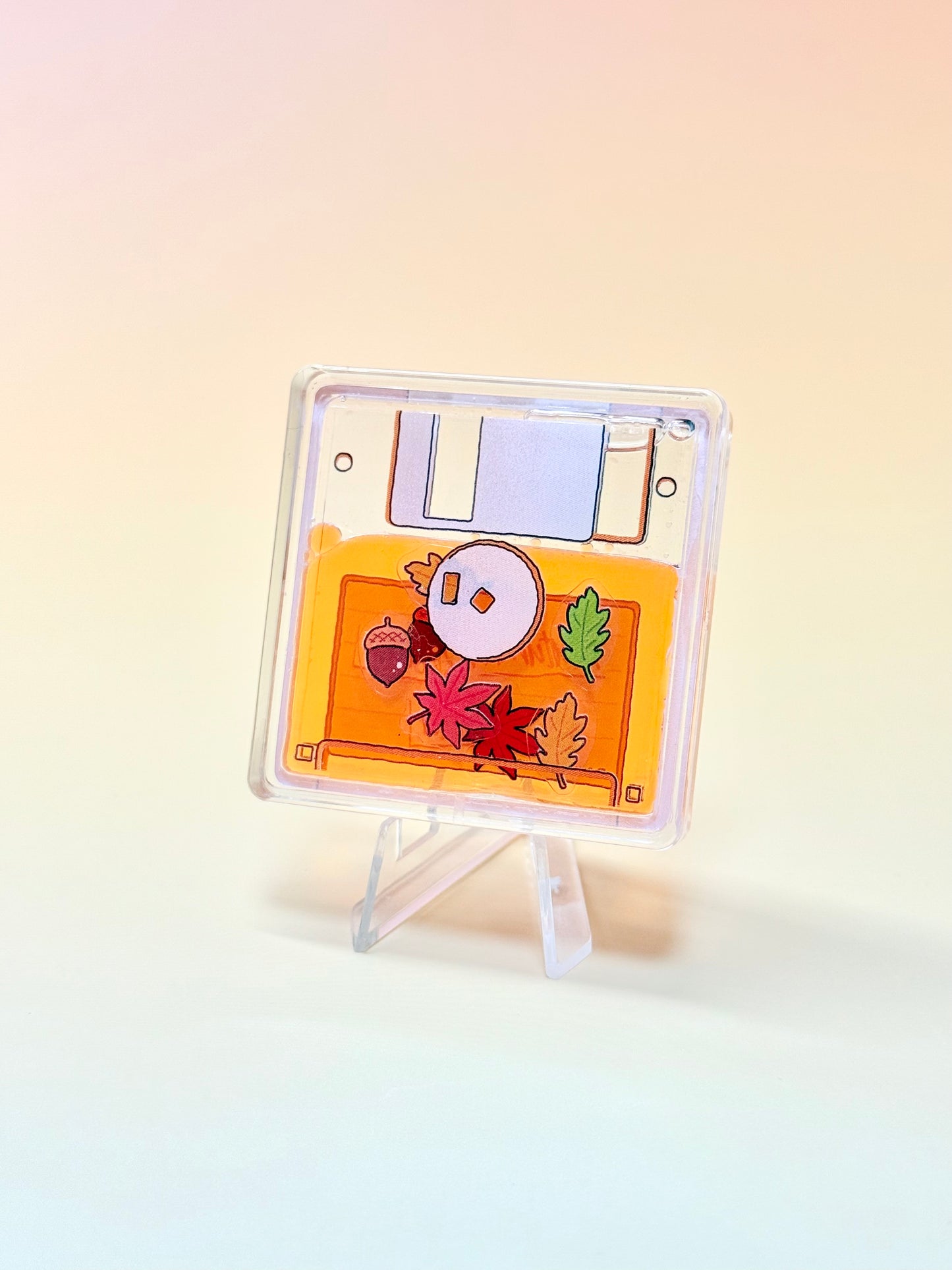 Autumn Floppy disk Shaker Charm | Keychain | Badge Reel | Phone Grip