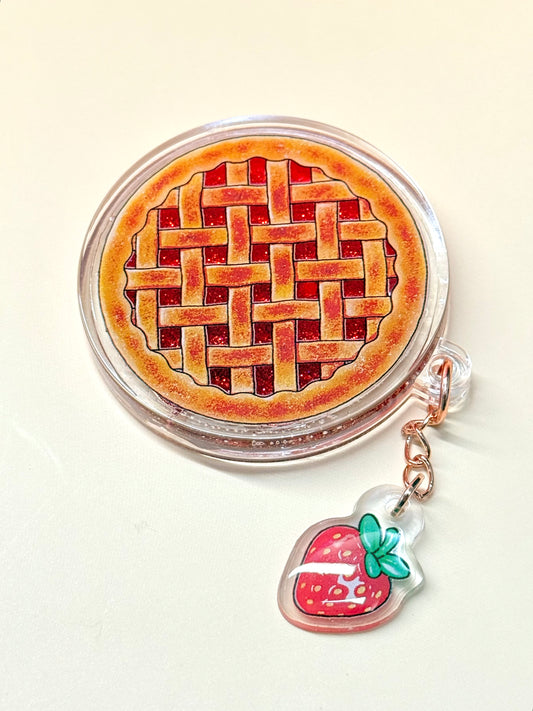 Strawberry Pie Shaker Charm | Keychain | Badge Reel | Phone Grip