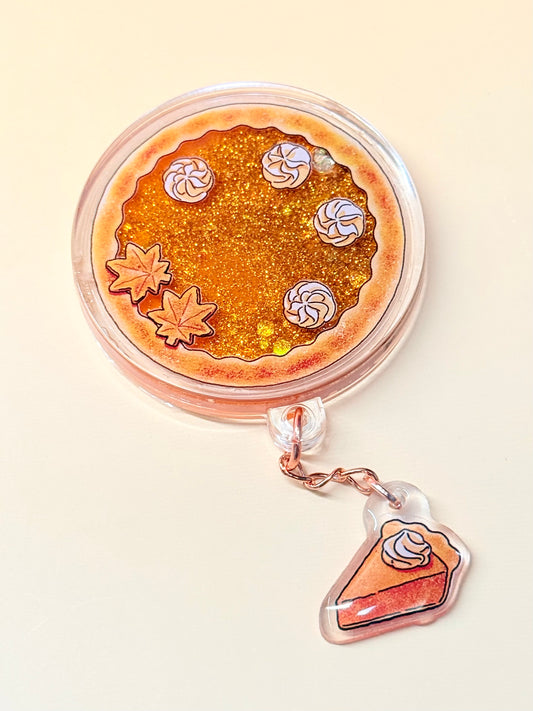 Pumpkin Pie Shaker Charm | Keychain | Badge Reel | Phone Grip