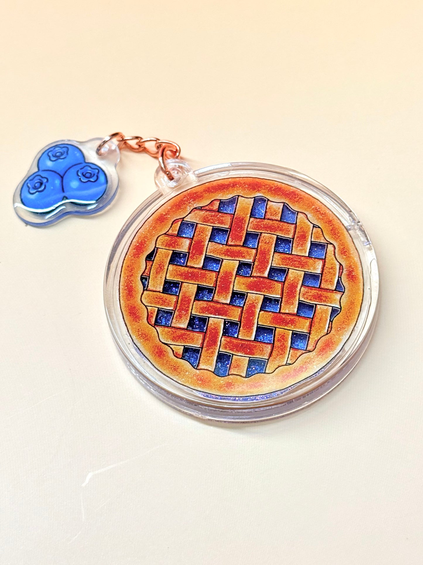 Blueberry Pie Shaker Charm | Keychain | Badge Reel | Phone Grip