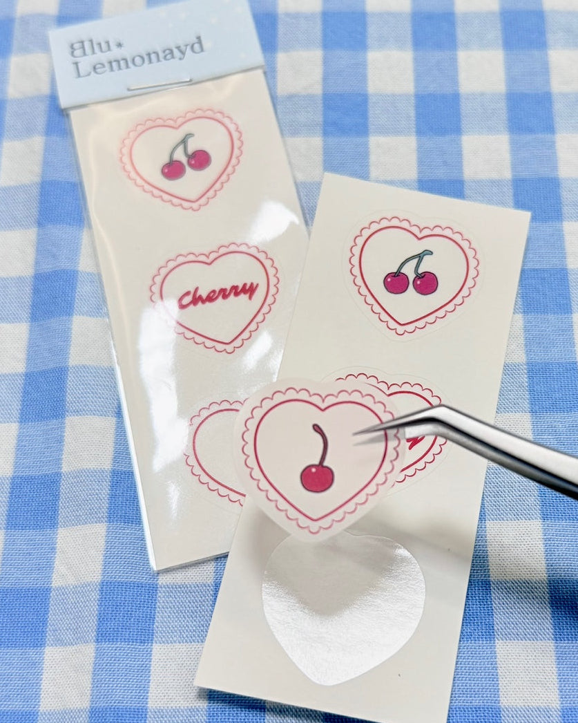 Cherry Heart Transparent Sticker
