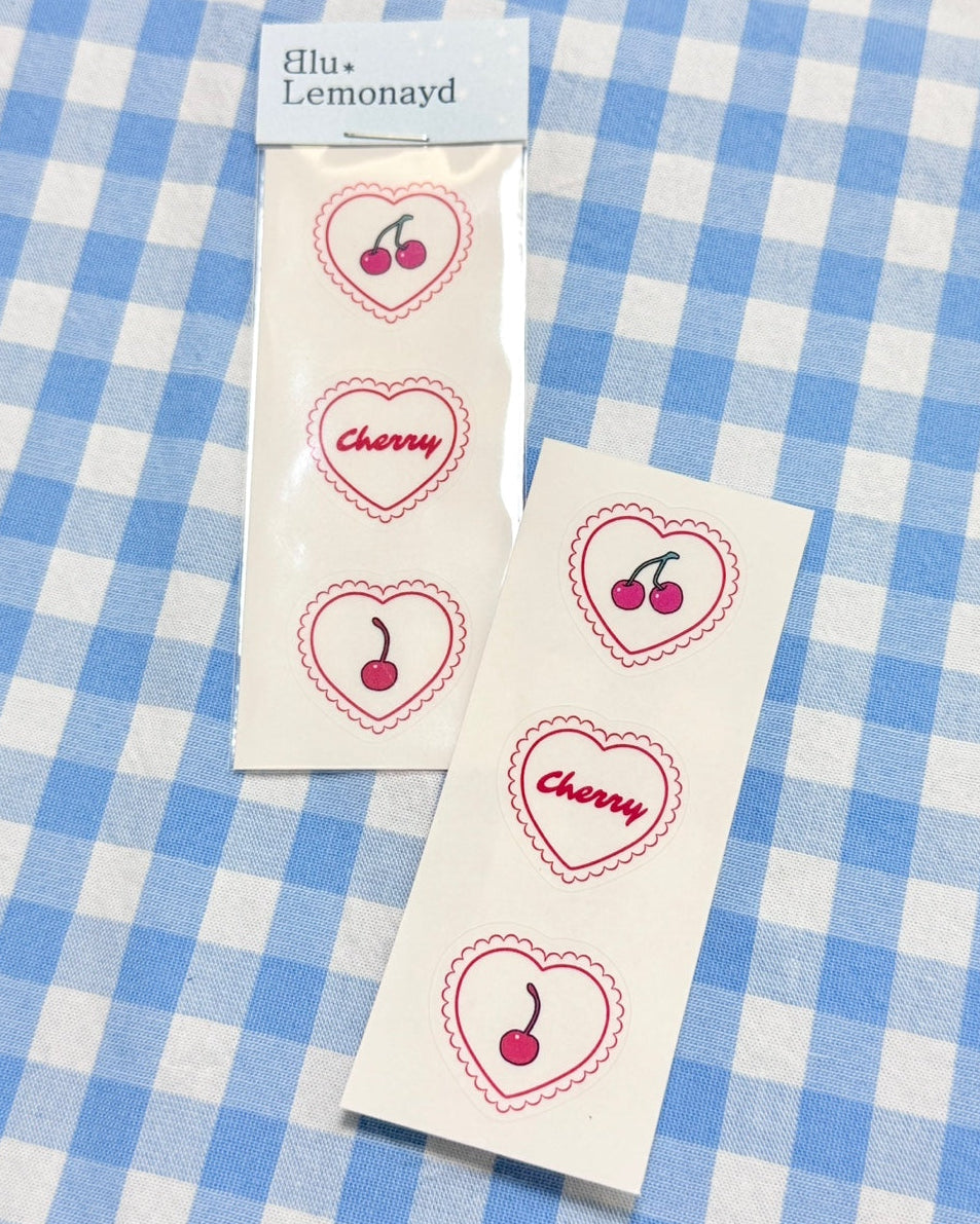 Cherry Heart Transparent Sticker